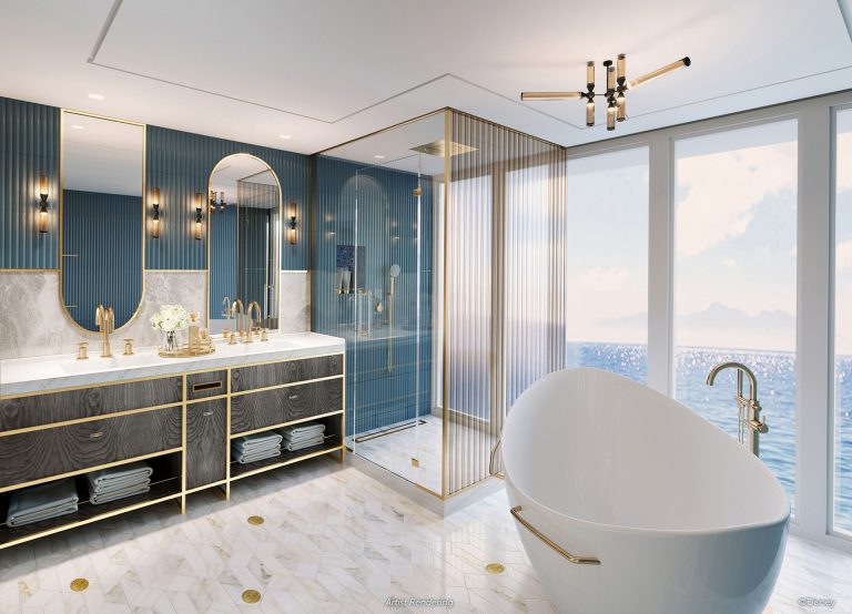 Banheiro com vista da Royal Suite Hercules