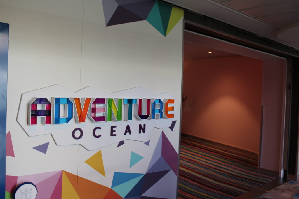 Entrada do Adventure Ocean, área para crianças de diferentes idades