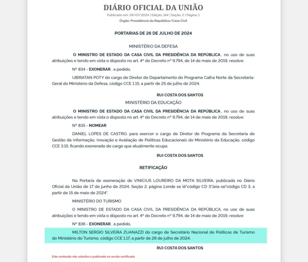 Milton Zuanazzi deixa o MTur e passa a integrar o Ministério da Reconstrução do RS 2 WhatsApp Image 2024 07 30 at 00.43.58 Milton Zuanazzi deixa o MTur e passa a integrar o Ministério da Reconstrução do RS