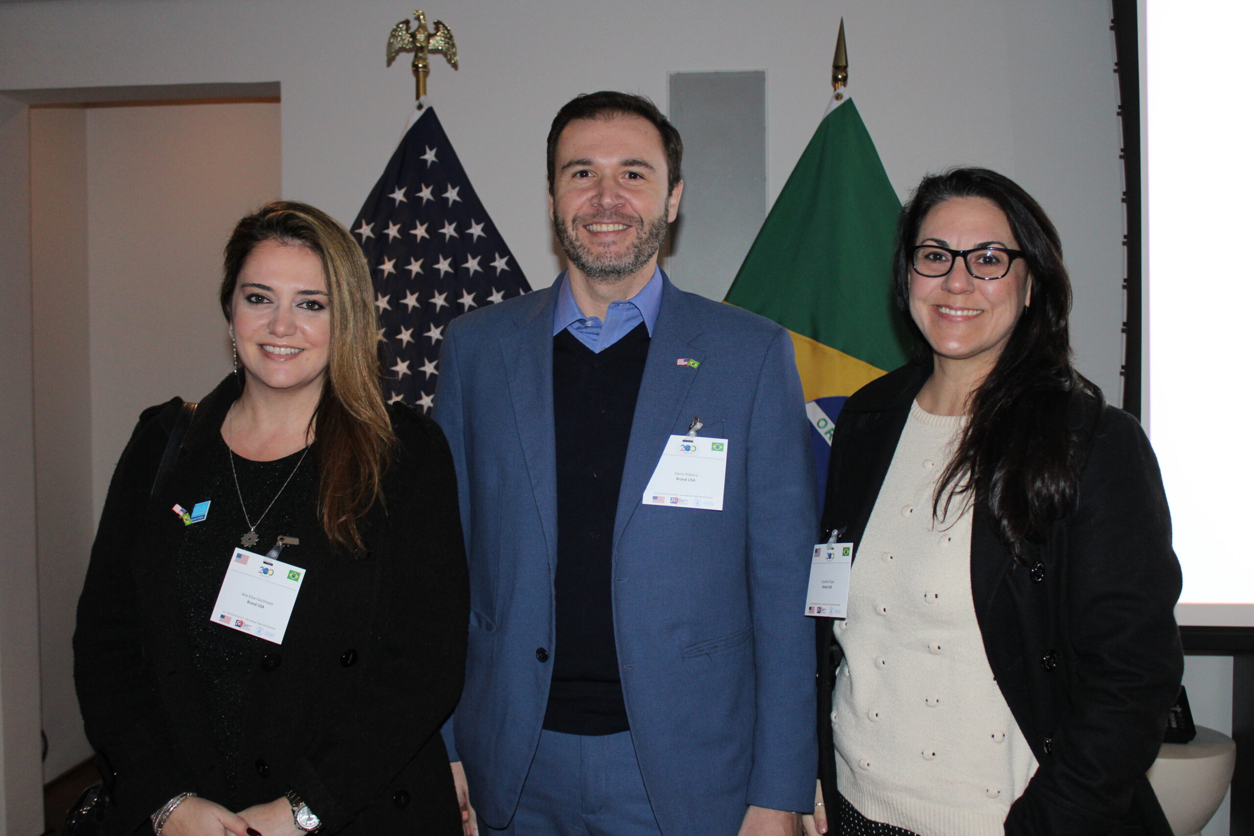 Ana Elisa Facchinato, Denis Ribeiro e Lizandra Pajak, do Brand USA
