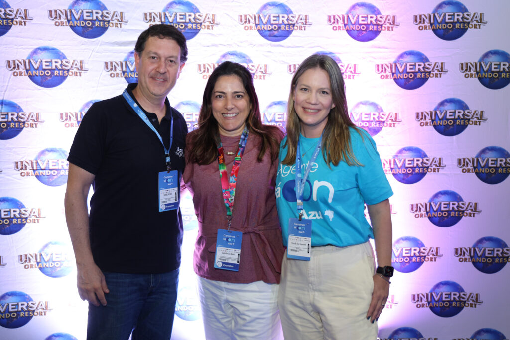 Daniel Bicudo, da Azul, Gabriella Carvalheiro, da Universal Studios e Priscilla Bari Figueiredo, da Azul Viagens Daniel Bicudo, da Azul, Gabriella Carvalheiro, da Universal Studios e Priscilla Bari Figueiredo, da Azul Viagens