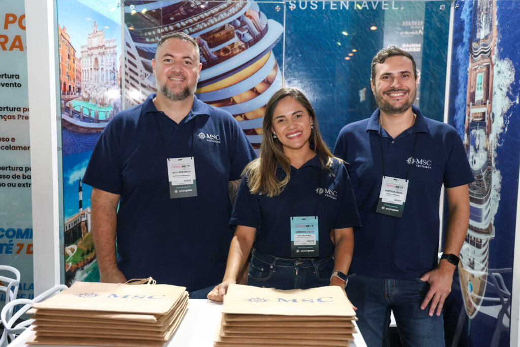 Gustavo Carvalho, Keila Amorim e Márcio Genaro, da MSC Cruzeiros Gustavo Carvalho, Keila Amorim e Márcio Genaro, da MSC Cruzeiros