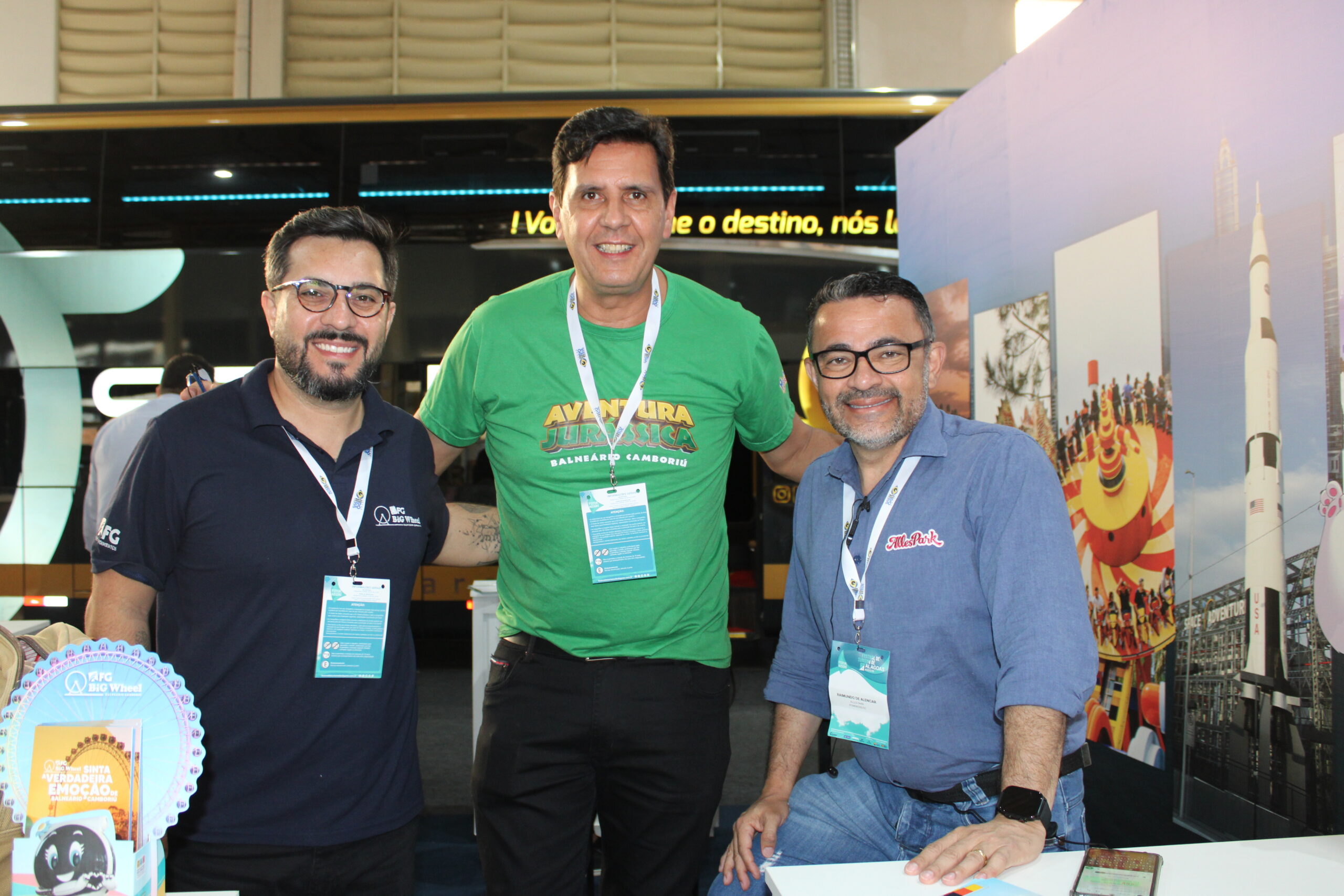 Ramon Fernandes, da FG Big Wheel, Mano Neves, da Oceanic Aquarium, e Raimundo de Alencar, da Alles Park