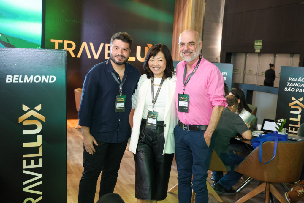 Lucas Bitencourt e Rosana Takahashi, da Belmond , e Marcelo Zingalli, Luxury Manager
