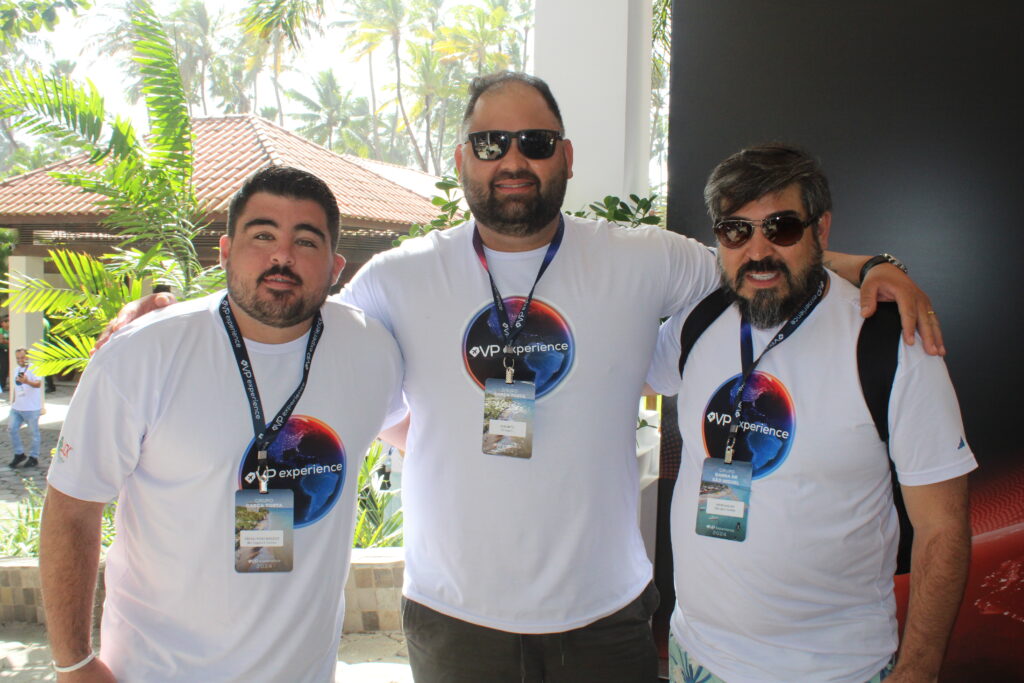 Rafael Pires, da Sim Viagens e Turismo, Caio Neto, da F5, Vitor Cançado, da Champion Turismo