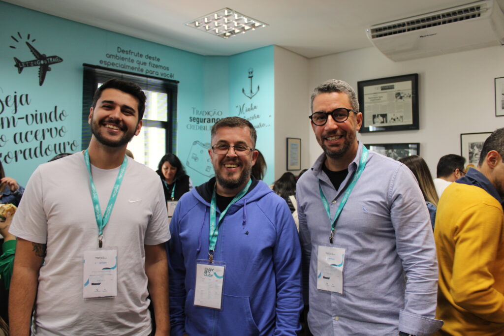 Vagners Souza, da Northtur, Mauricio Nuvens, da V2 Turismo e Lucca Negrini, da Mondo