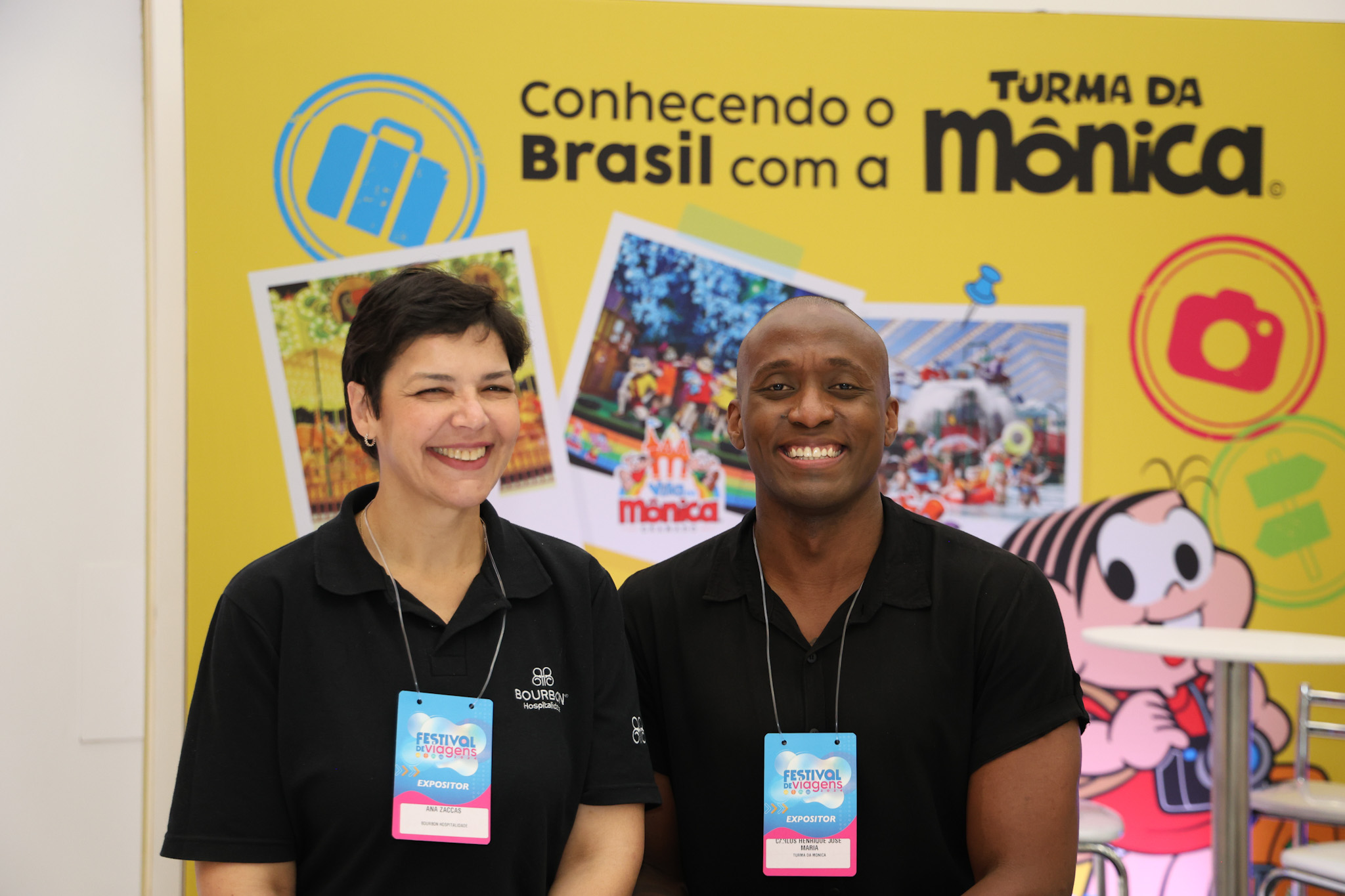 Ana Zaccas, do Bourbon Hospitalidade e Carlos Herinque, do Parque Turma da Mônica Ana Zaccas, do Bourbon Hospitalidade e Carlos Herinque, do Parque Turma da Mônica