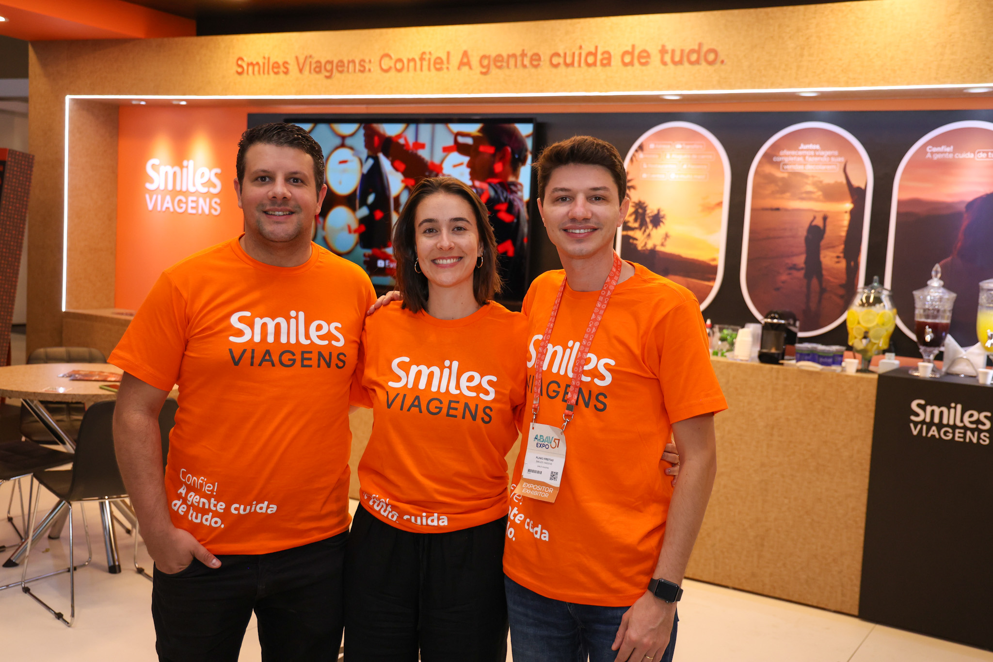Dario Neves, Rafaella Pirani e Plinio Freitas, da Smiles Viagens