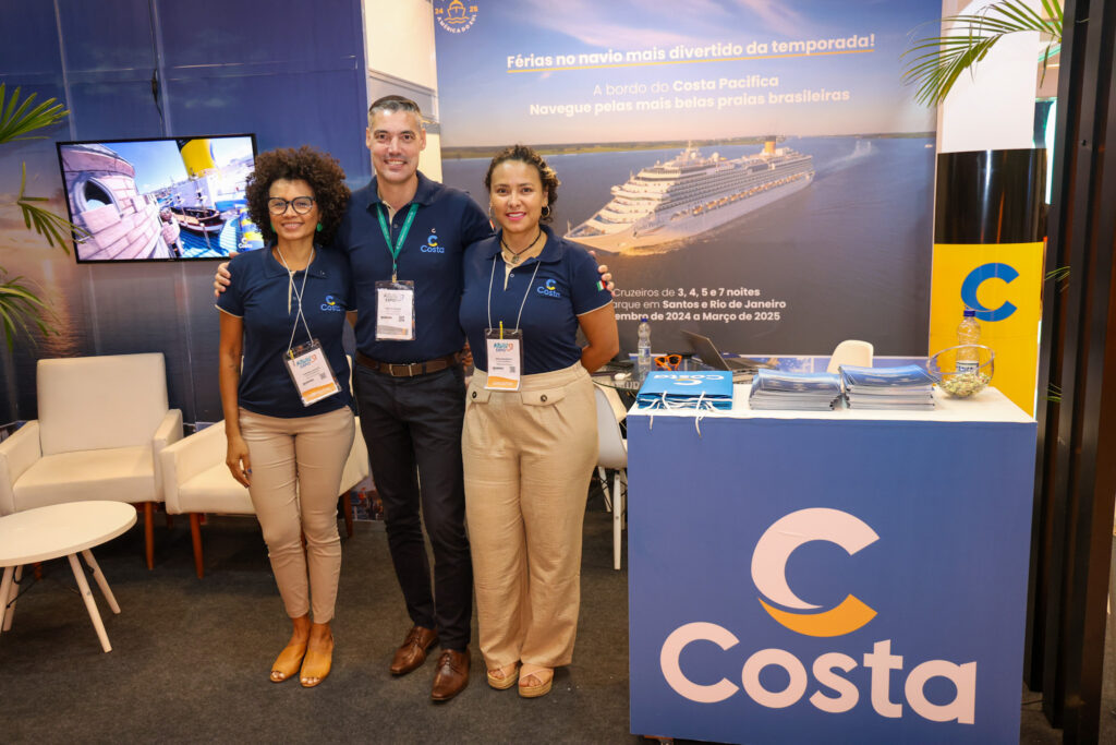 Dorivania Morais, Vinicius Freitas, e Miria Nascimento, da Costa Cruzeiros