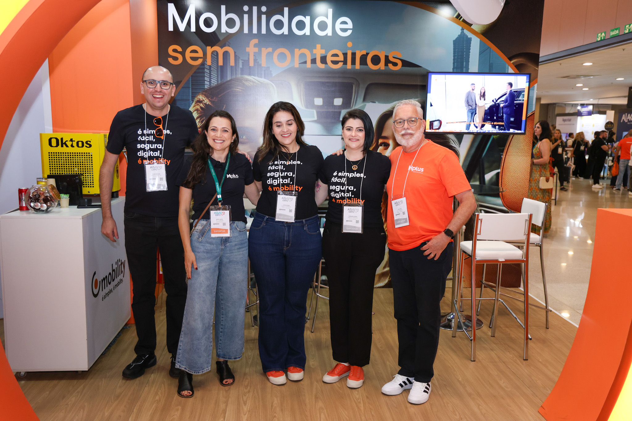 Felipe Becker, Da Mobility, Mônica Mota, da HPlus, Júlia Arana e Fernanda Reina, da Mobility, e Luiz Alves, da Hplus