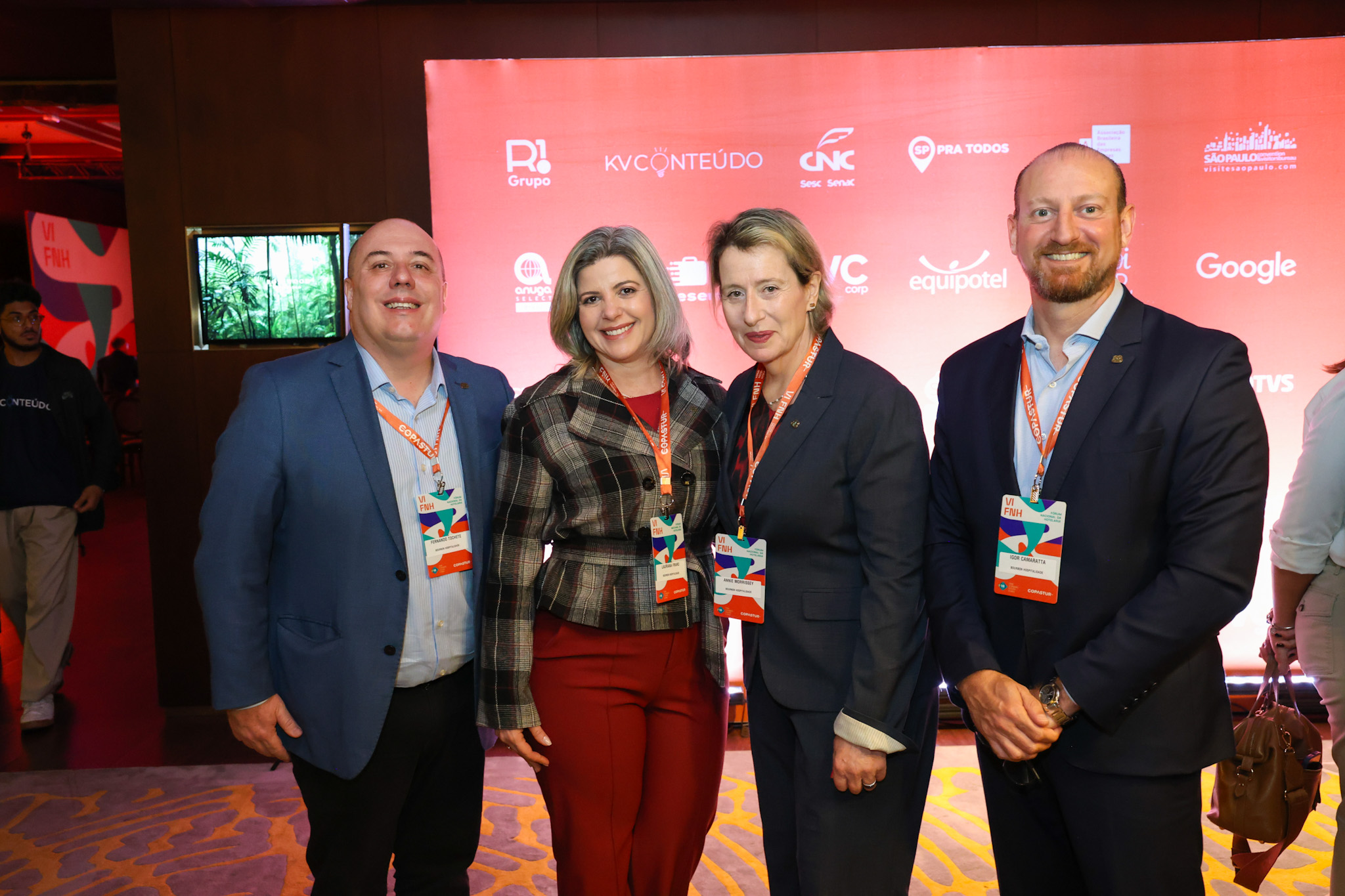 Fernando Tochete, Lauriana Fraro, Annie Morrissey e Igor Camaratta, do Bourbon Hospitalidade Fernando Tochete, Lauriana Fraro, Annie Morrissey e Igor Camaratta, do Bourbon Hospitalidade