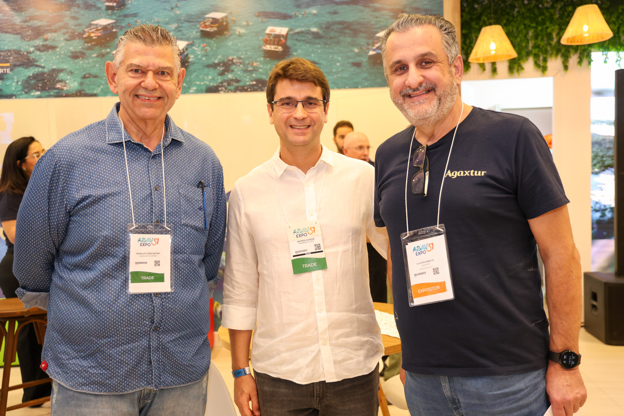 Reinaldo Constantino, George Gosson, com Claiton Armelin, da Agaxtur Reinaldo Constantino, George Gosson, com Claiton Armelin, da Agaxtur