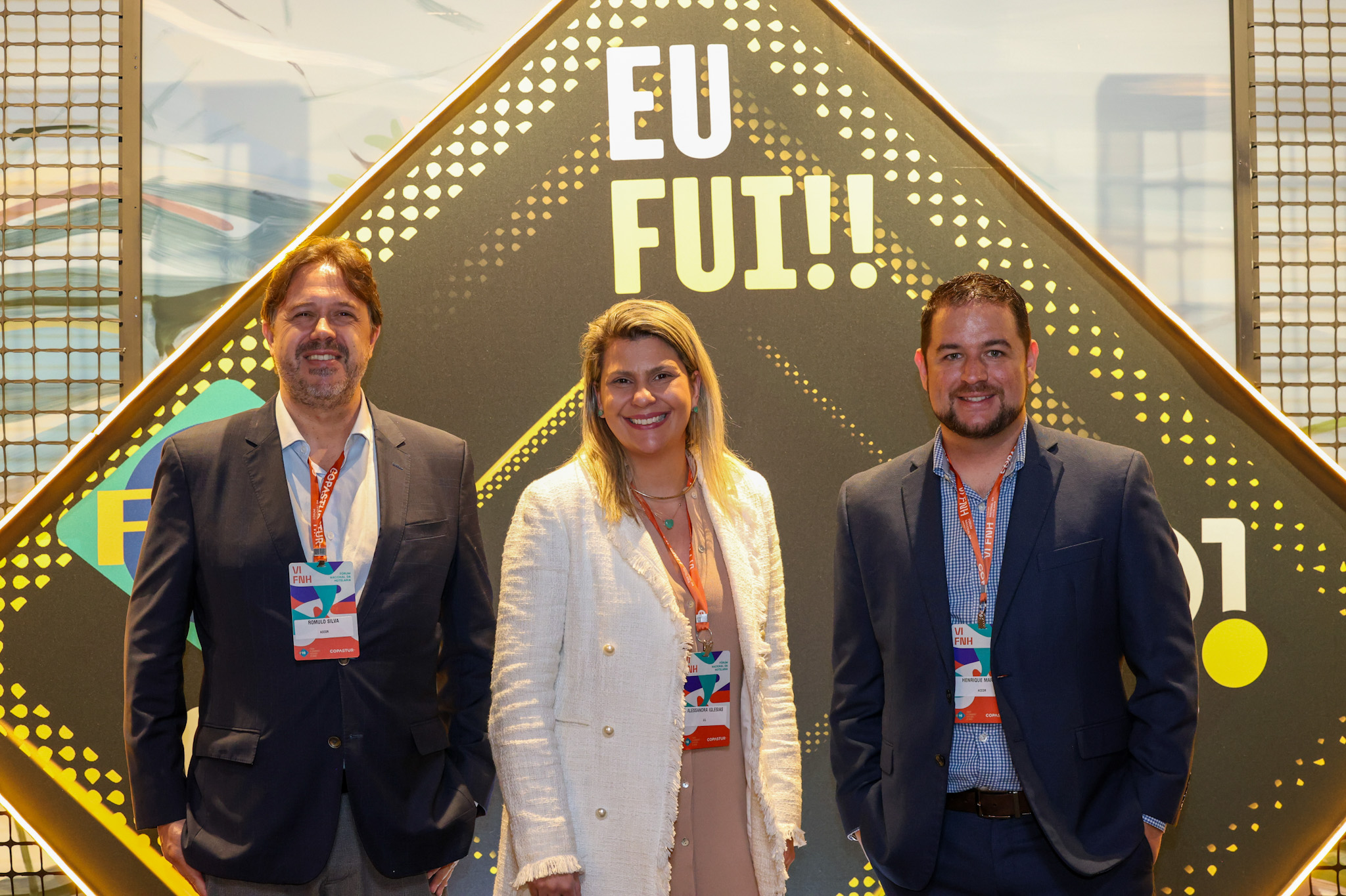 Romulo Silva, da Accor, Alessandra Iglesias, da JLL e Henrique Martins, da Accor