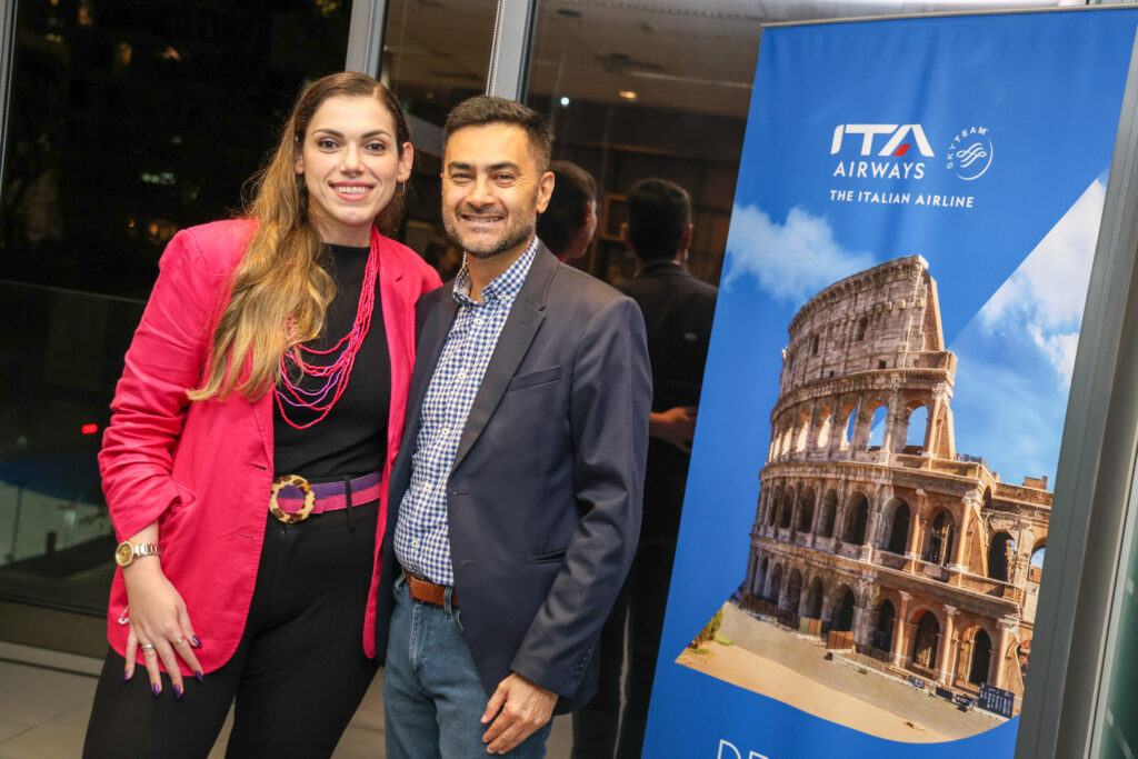 Thaís Morilhas, da ITA Airways, e Marcelo Sacchitiello, da RexturAdvance