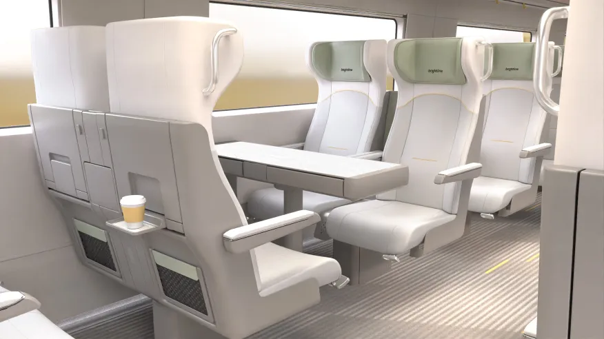Brightline divulga primeiras imagens do novo trem que ligará Las Vegas à Califórnia Brightline divulga primeiras imagens do novo trem que ligará Las Vegas à Califórnia