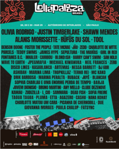 Justin Timberlake, Olivia Rodrigo e mais: Lollapalooza Brasil 2025 anuncia line-up completo Justin Timberlake, Olivia Rodrigo e mais: Lollapalooza Brasil 2025 anuncia line-up completo