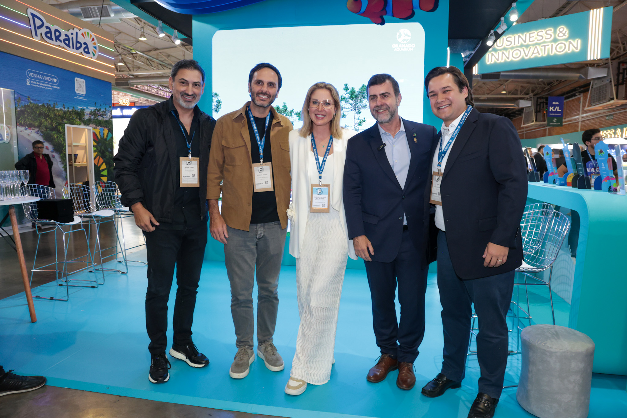 Wisam Kamel, diretor do Grupo Oceanic, José Eduardo Nahas, do Grupo Oceanic, Gabriela Schwan, do Swan Hotels, Marcelo Freixo, presidente da Embratur, e Kiko Buerger, CEO, do Grupo Oceanic