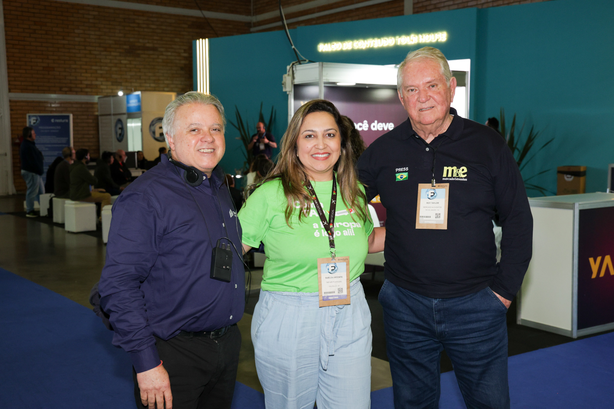 Carlos Prado, da Toir House, Suelda Vicente, da TAP, e Roy Taylor, do M&E Carlos Prado, da Toir House, Suelda Vicente, da TAP, e Roy Taylor, do M&E