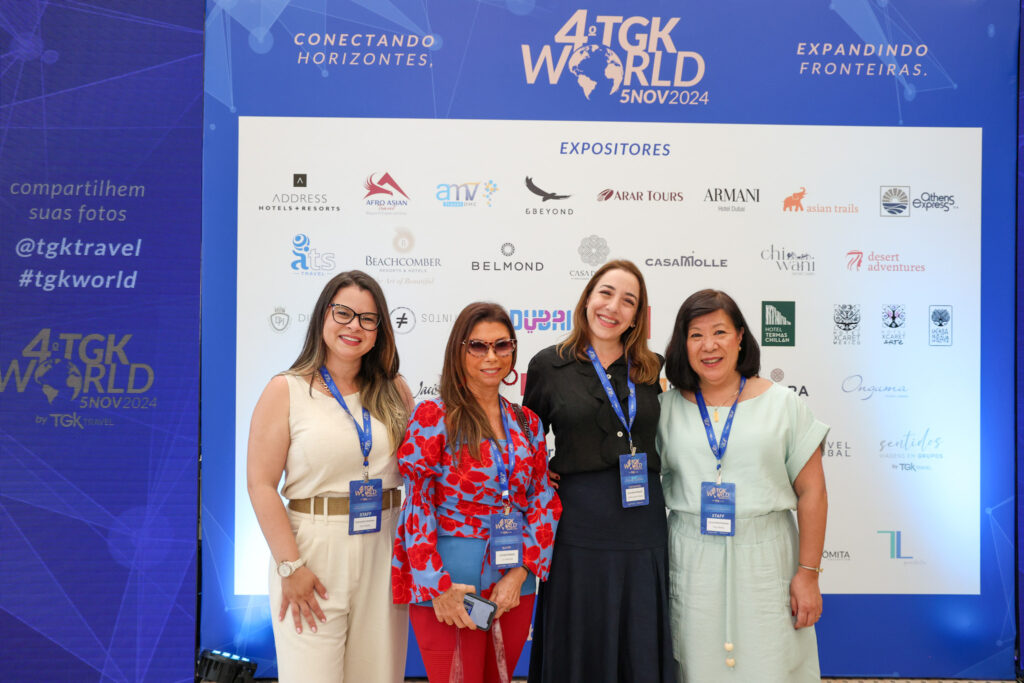 Fernanda Teixeira, da TGK Travel, Lilian Farah, da Lili Viagens, Juliana Prado, da Afro Asian Travel, e Leila Minatogawa, da TGK Travel Fernanda Teixeira, da TGK Travel, Lilian Farah, da Lili Viagens, Juliana Prado, da Afro Asian Travel, e Leila Minatogawa, da TGK Travel