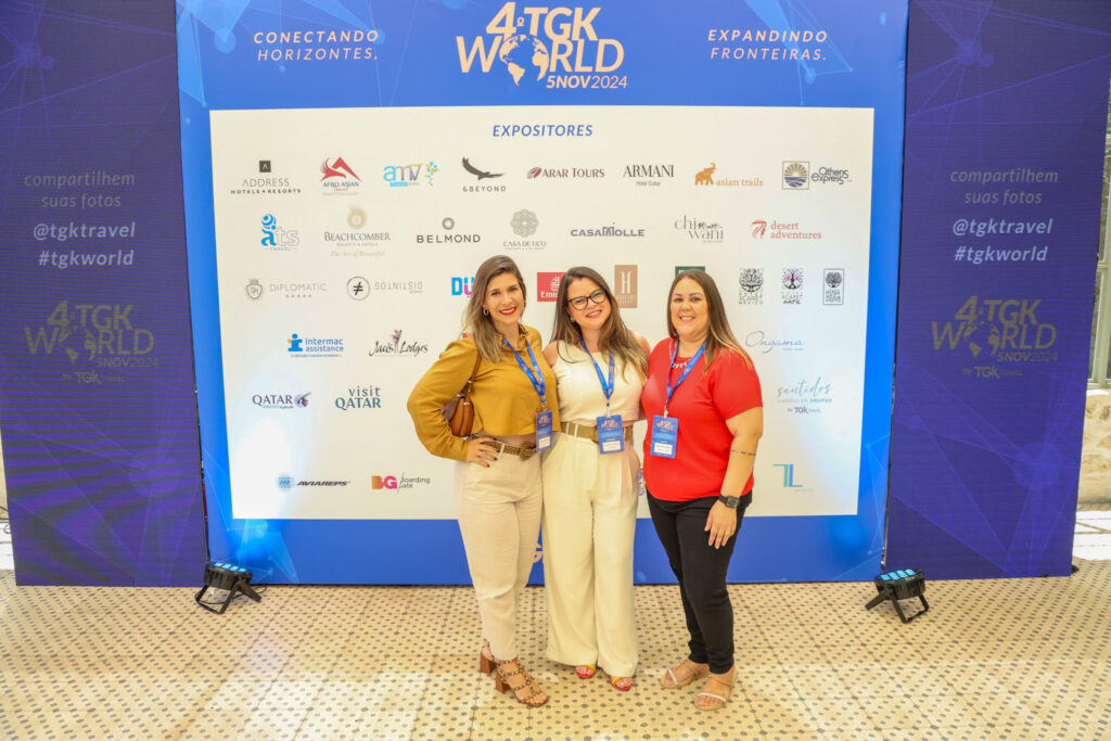 Fernanda Teixeira, da TGK Travel, entre Thais Fresatto e Gislaine Morais, da Travel 4 Mundi Fernanda Teixeira, da TGK Travel, entre Thais Fresatto e Gislaine Morais, da Travel 4 Mundi