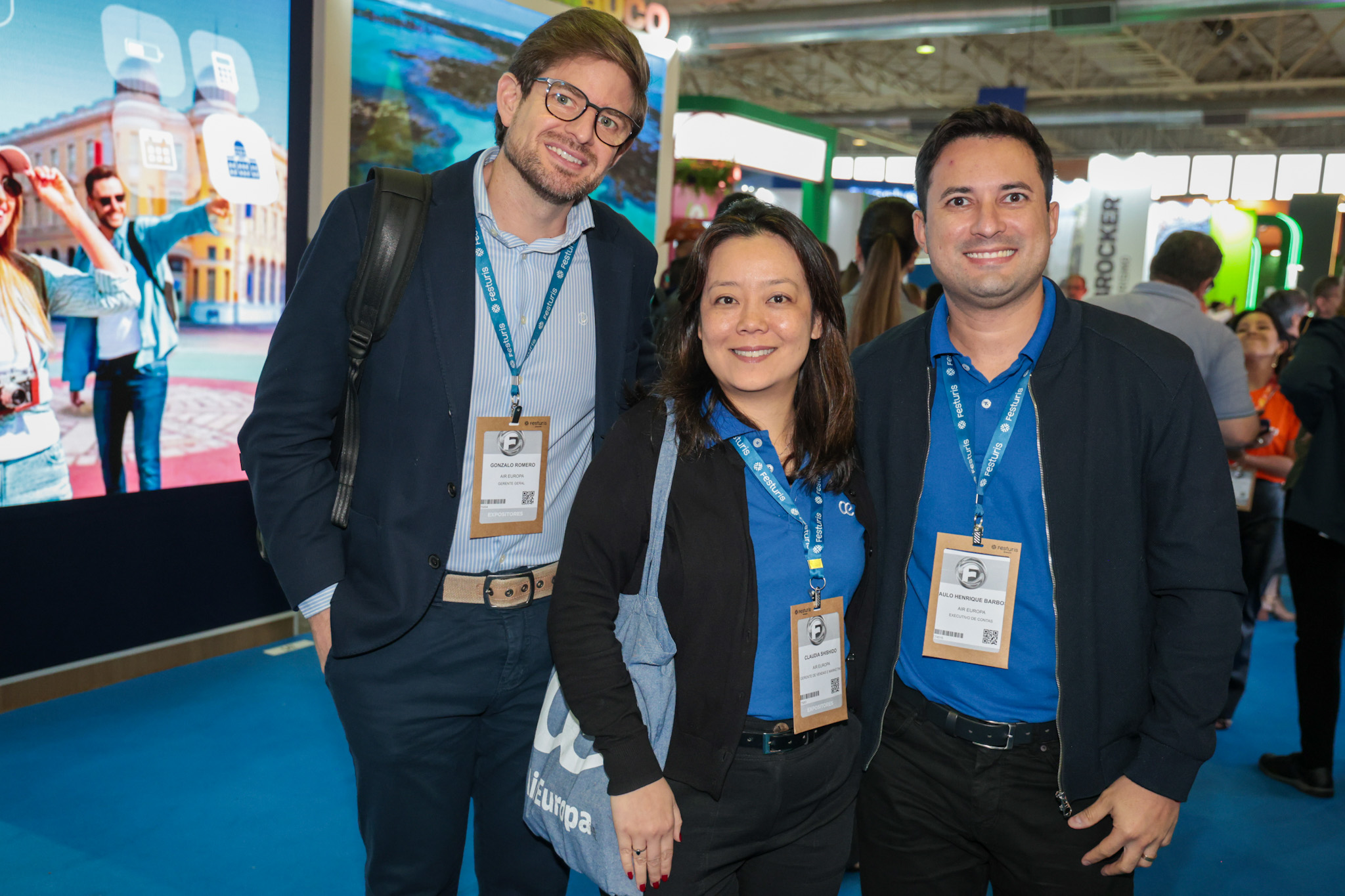Gonzalo Romero, Claudia Shishido e Paulo Henrique, da Air Europa