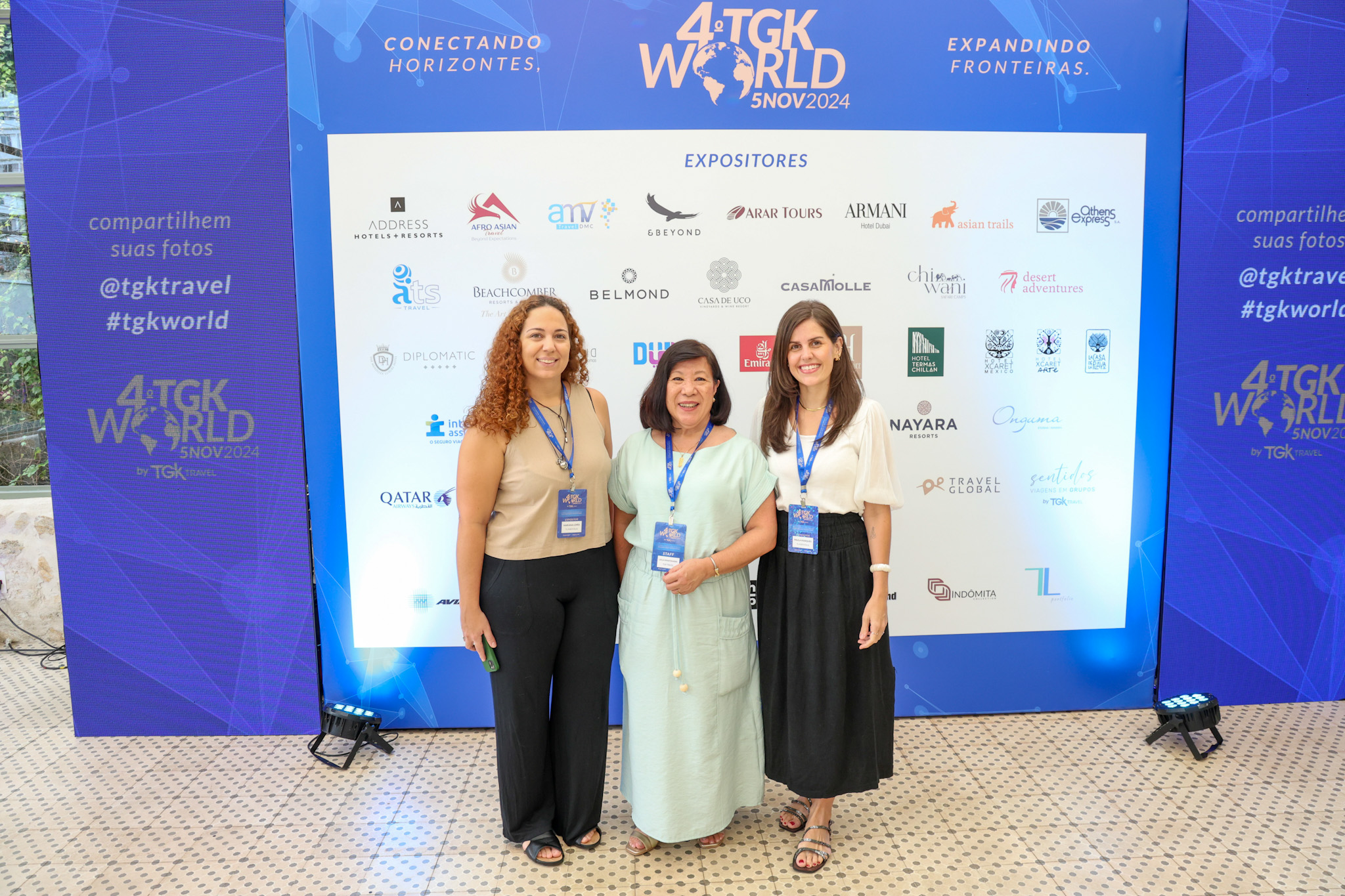 Leila Minatogawa, da TGK Travel, entre Mariana Lopes e Paula Marques, da TL Portifolio Leila Minatogawa, da TGK Travel, entre Mariana Lopes e Paula Marques, da TL Portifolio