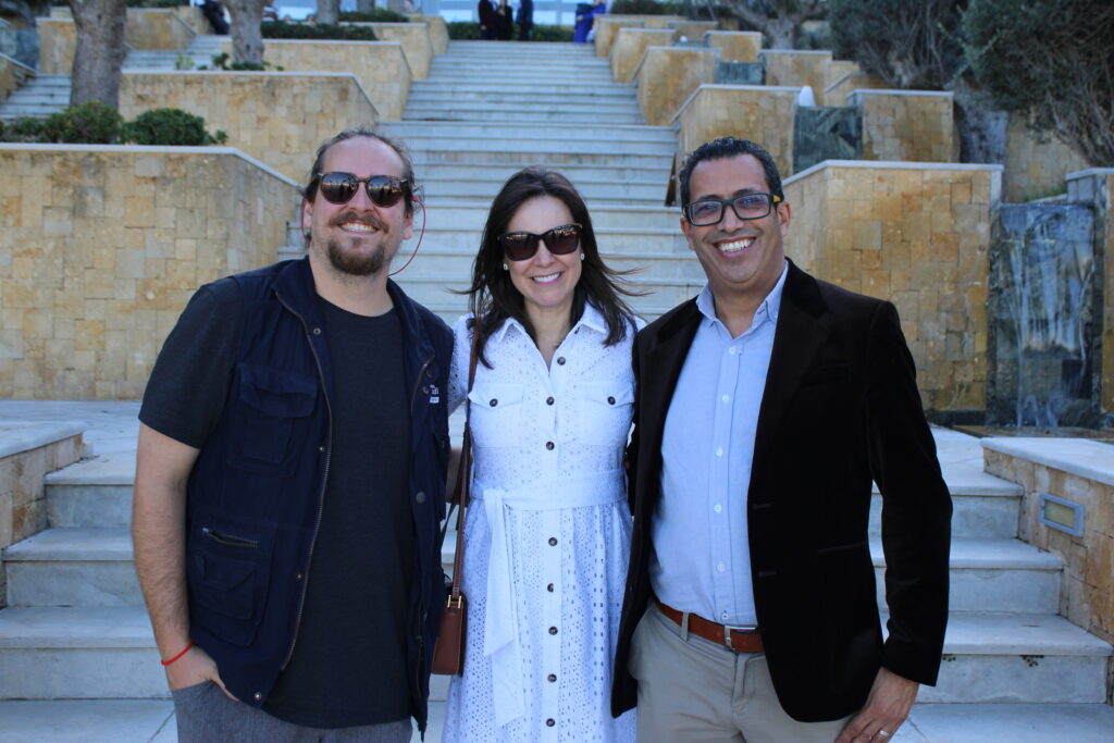 Marcelo Andrade, da Transmundi, Carla Marin, da ITA, e Slim Fsili, da Gold Experiences