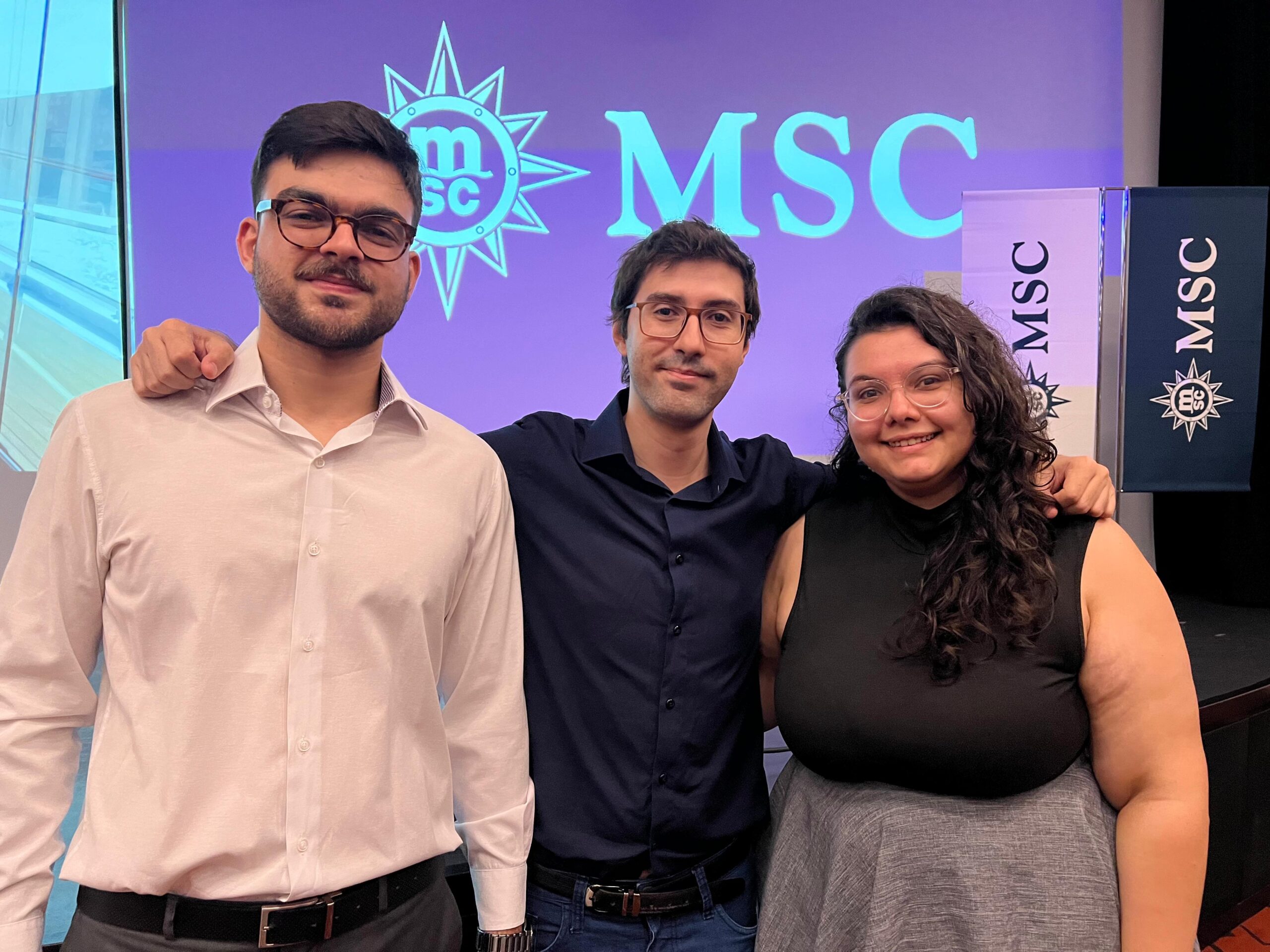 Murillo Figueiredo, Lucas de Almeida e Adrielle Gerez, da MSC Murillo Figueiredo, Lucas de Almeida e Adrielle Gerez, da MSC