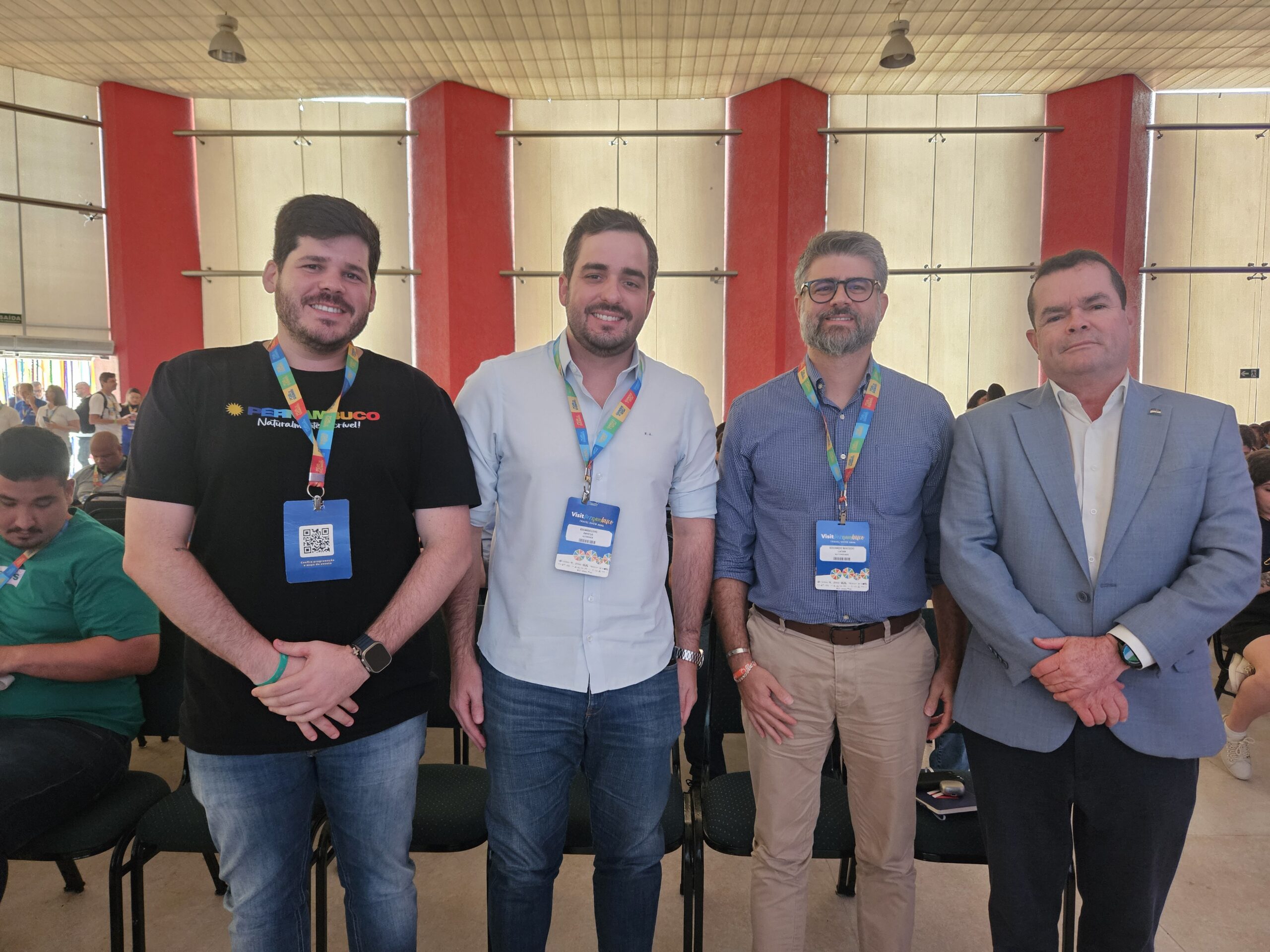Diogo Beltrão e Eduardo Loyo, da Empretur, Eduardo Macedo, da Latam, e Diogo Beltrão e Eduardo Loyo, da Empretur, Eduardo Macedo, da Latam, e
