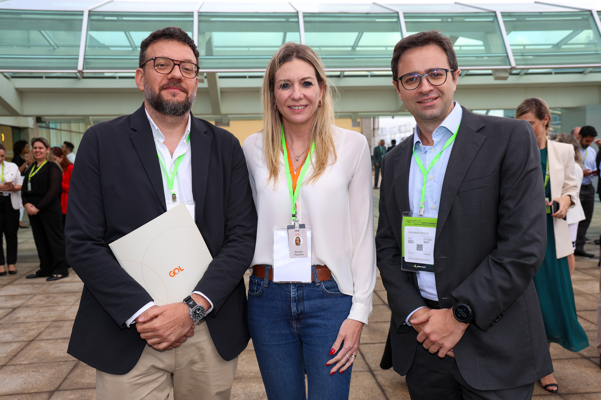 Albert Pérez, Renata Fonseca, e Celso Ferrer, presidente da Gol Albert Pérez, Renata Fonseca, e Celso Ferrer, presidente da Gol