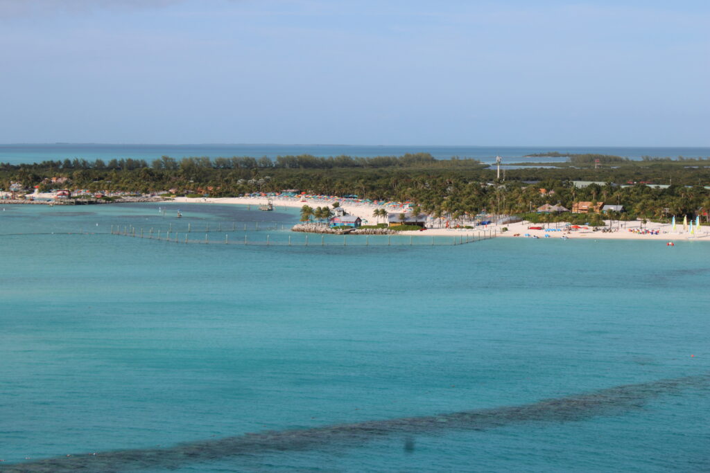 Castaway Cay vista da varanda do Disney Treasure
