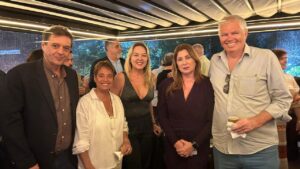 José Domingo (Presidente ABIH-RJ), Cristina Fritsch, Patricia Alemany, Fatima Facuri (UBRAFE) e Erich Straher (LIESA)