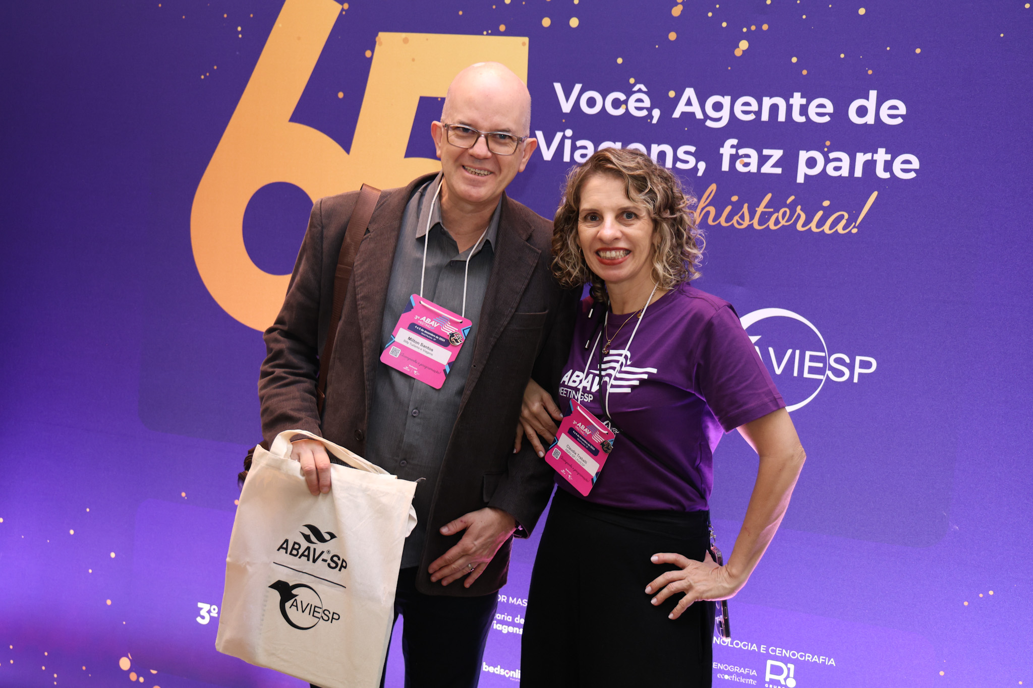 Milton Santos, do Bily Turismo, e Claudia Traballi, da Abav-SP Aviesp