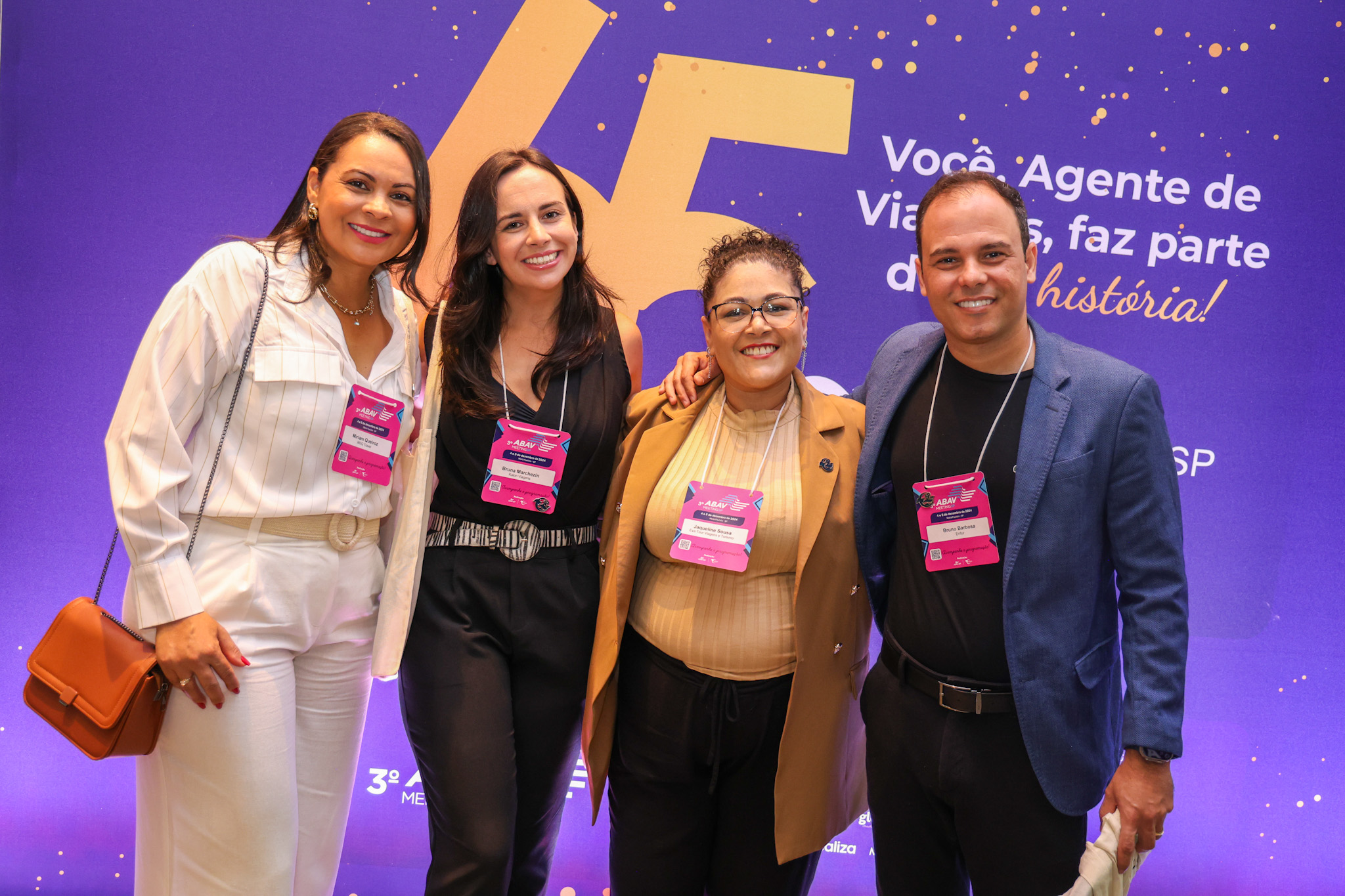 Miriam Queiroz, da MSQ Travel, Bruna Marchezin, da Kalon Viagens, Jaqueline Souza, da Eva Tour Viagens e Turismo, e Bruno Barbosa, da Entur