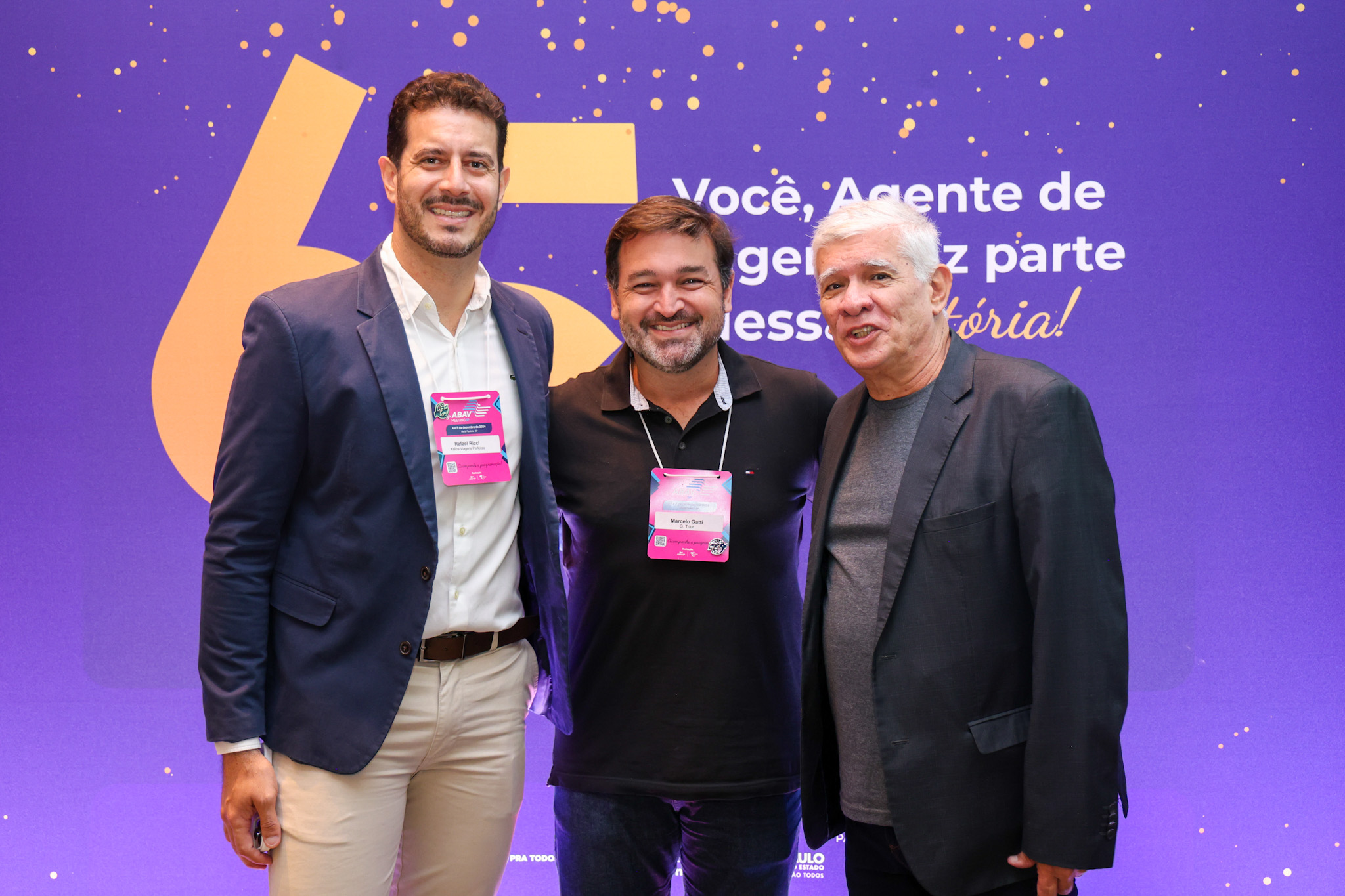 Rafael Ricci, da Kalina Viagens, Marcelo Gatti, da G.Tour, e Marcelo Matera, da Abav-SP Aviesp