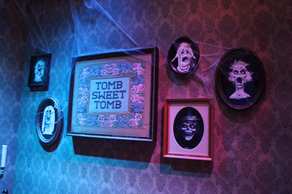Teias de aranha e quadros assombrados do Haunted Mansion
