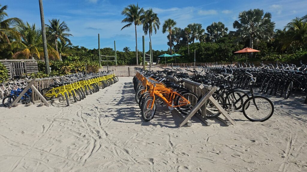 Turistas tem a oportunidade de fazer passeios de bicicleta em paisagens paradisíacas
