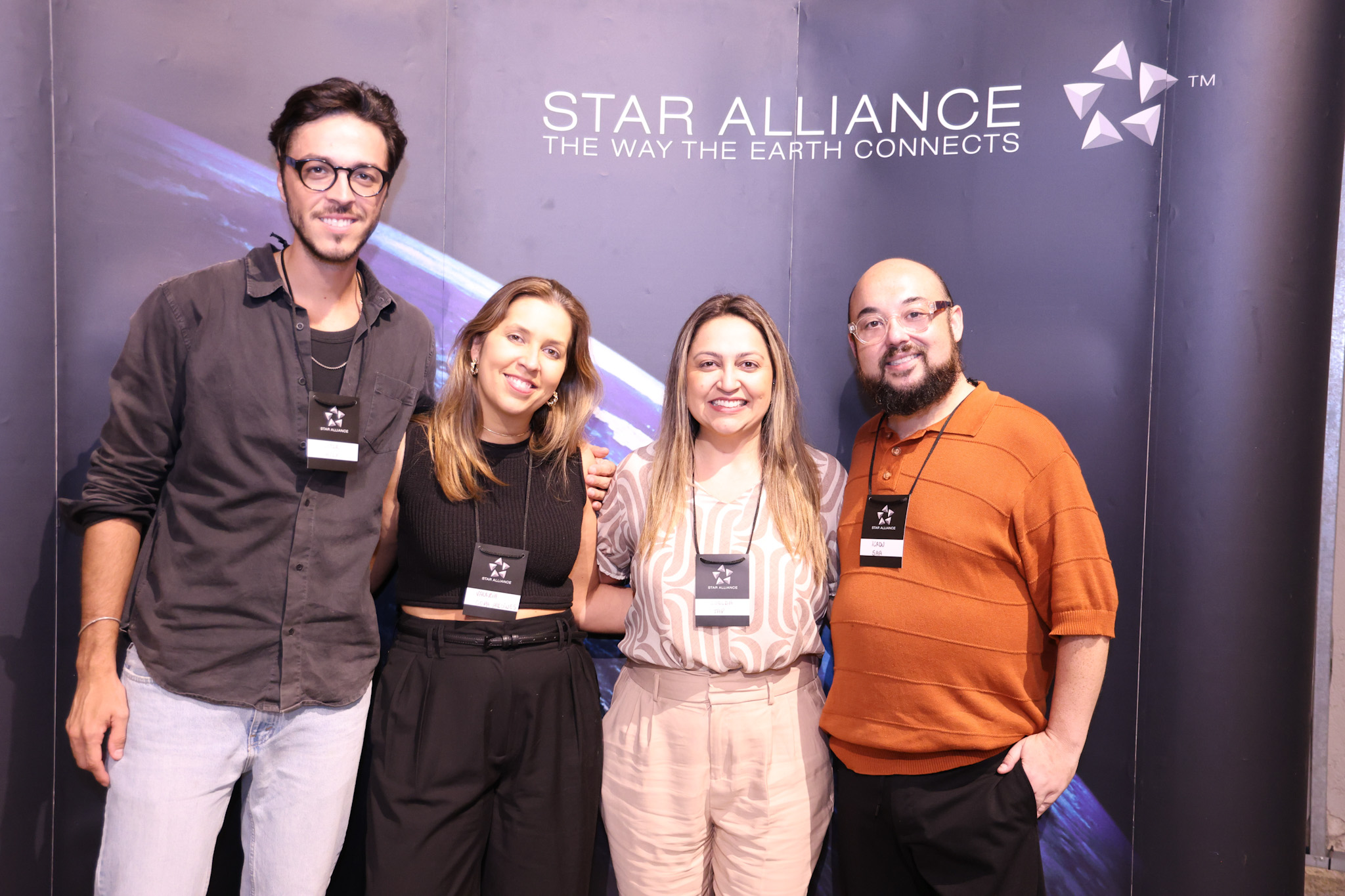 Vitor Kappaun, da Lufthansa Group, Valéria Padila, da Copa Airlines, Suelda Vicente, da TAP, e Kadu Lucas, da SAA Vitor Kappaun, da Lufthansa Group, Valéria Padila, da Copa Airlines, Suelda Vicente, da TAP, e Kadu Lucas, da SAA