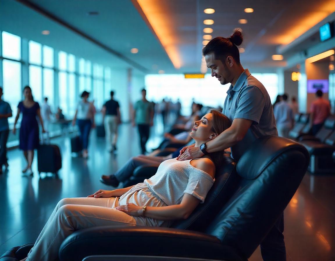 Aeroporto de Navegantes oferece massagens gratuitas aos passageiros 1 Ação faz parte do Programa Caminhos para a Saúde, do Instituto CCR (Reprodução/Freepik AI)