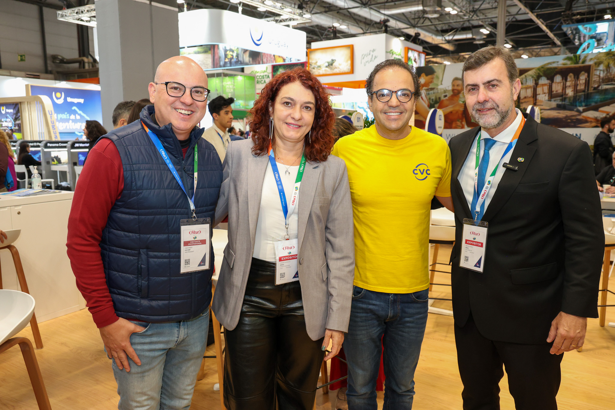 Fabio Mader, da CVC Corp, Simone Scorsato, da Embratur, Fábio Godinho, da CVC Corp, e Marcelo Freixo, da Embratur