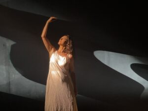 Maria Fernanda Cândido durante passagem de cena (Manuela Miniguini/M&E)