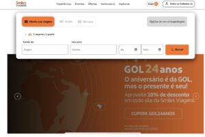 Além das ofertas, a Smiles Viagens oferece benefícios exclusivos, como acesso ao Gol Premium Lounge no Aeroporto de Guarulhos (Reprodução do site/Smiles Viagens)