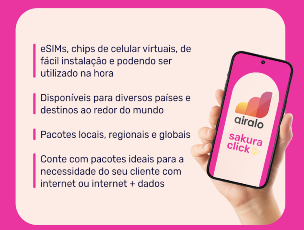 Sakura Consolidadora fecha parceria com Airalo para oferecer chip virtual a agentes de viagem