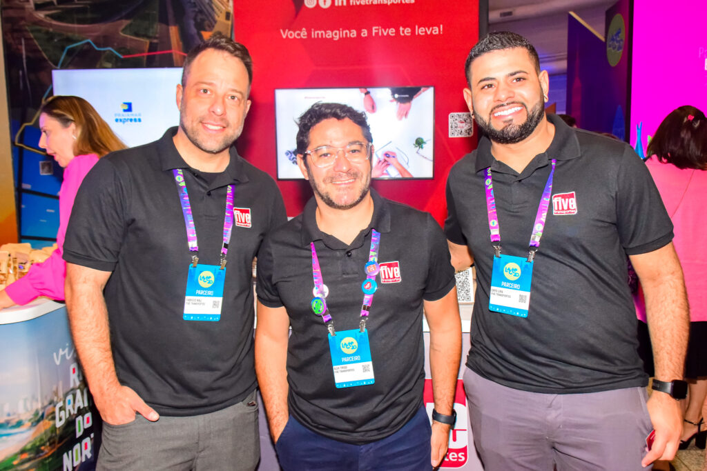 Fabrício Nali, Alex Trigo e Cato Lira, da Five Transportes