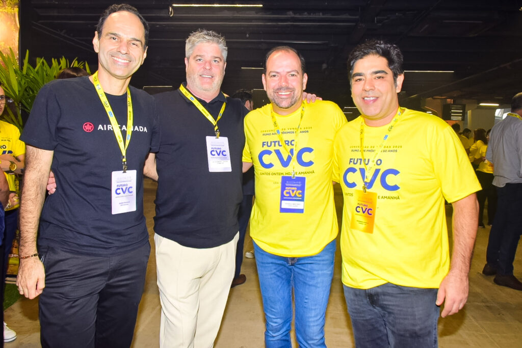 Hugo Franco, Alexandre Carton, da Air Canada com Rodrigo Martines e Rodrigo Garcia, da CVC