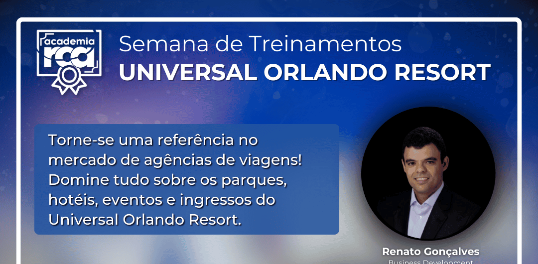 RCA Turismo promove Semana de Treinamentos sobre o Universal Orlando Resort 1 Os treinamentos são gratuitos e direcionados a agentes de viagens que desejam se tornar especialistas no destino Universal (Divulgação/RCA)