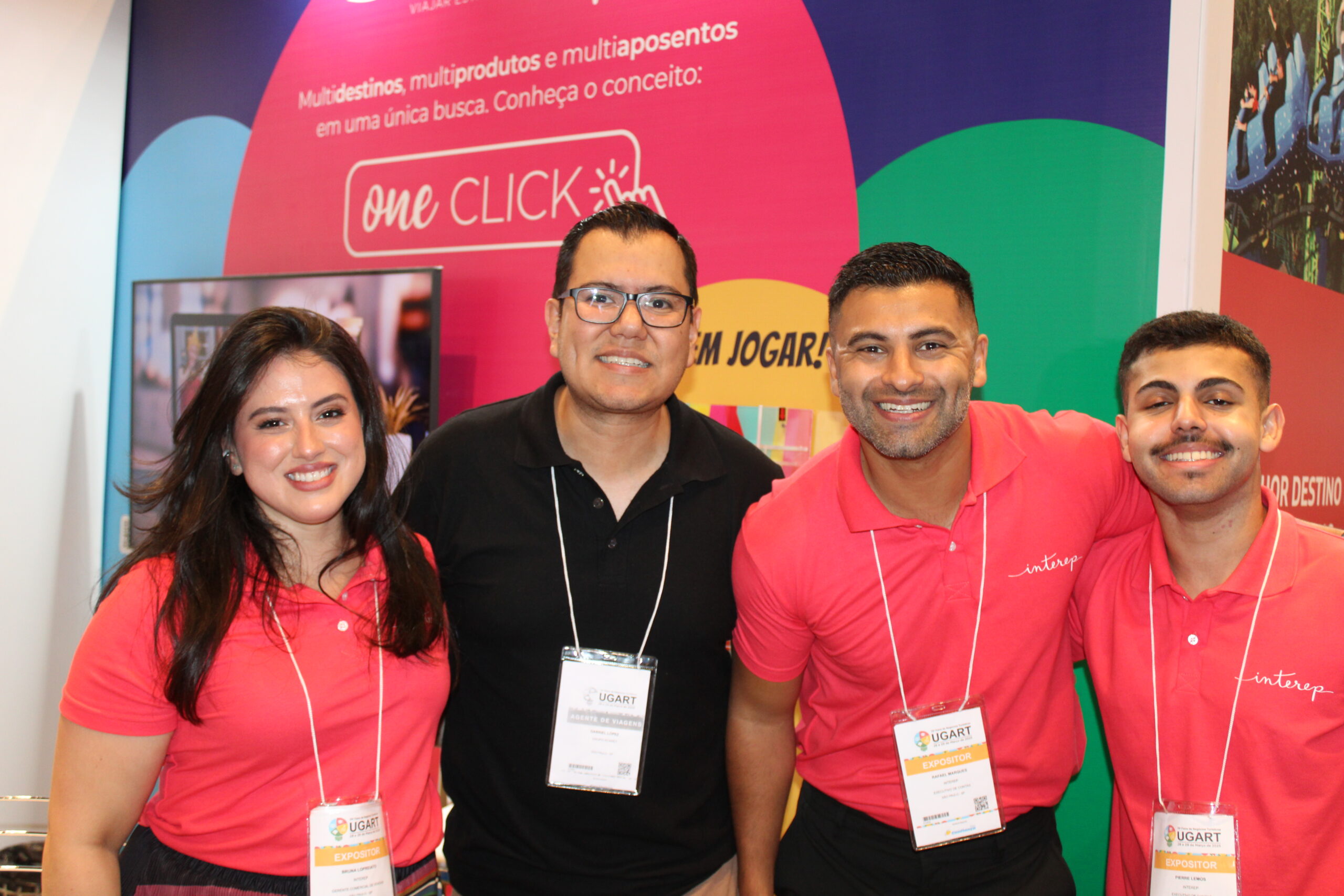 Bruna Lopreiato, da Interep, Gabriel Lopez, do Grupo Xcaret, Rafael Marques e Pierre Lemos, da Interep
