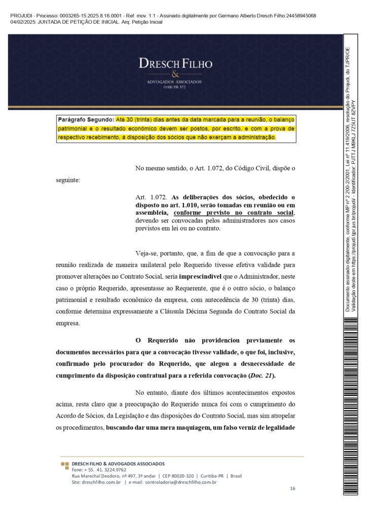Franqueadora TZViagens Peticao Inicial AroldoSchultz Autos n. 0003265 15.2025.8.16.0001 page 0016 Na íntegra: confira a petição de Aroldo Schultz para retomar o controle da TZ Viagens