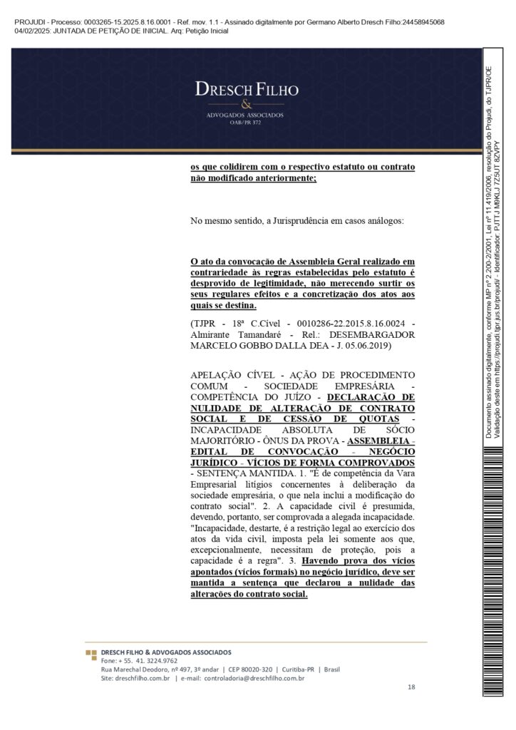 Franqueadora TZViagens Peticao Inicial AroldoSchultz Autos n. 0003265 15.2025.8.16.0001 page 0018 Na íntegra: confira a petição de Aroldo Schultz para retomar o controle da TZ Viagens