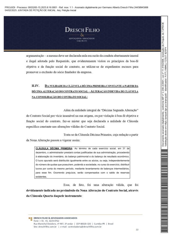 Franqueadora TZViagens Peticao Inicial AroldoSchultz Autos n. 0003265 15.2025.8.16.0001 page 0022 Na íntegra: confira a petição de Aroldo Schultz para retomar o controle da TZ Viagens